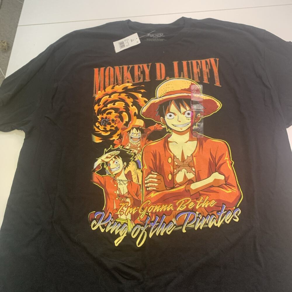 One Piece Black Short Sleeves Monkey D Luffy T-Shirt Size 2XL